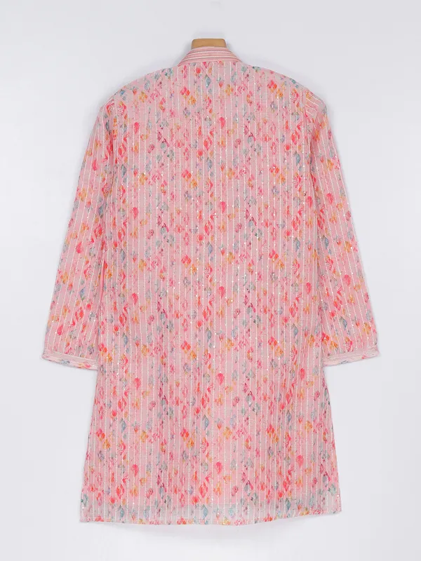 Latest peach cotton silk kurta suit for festive