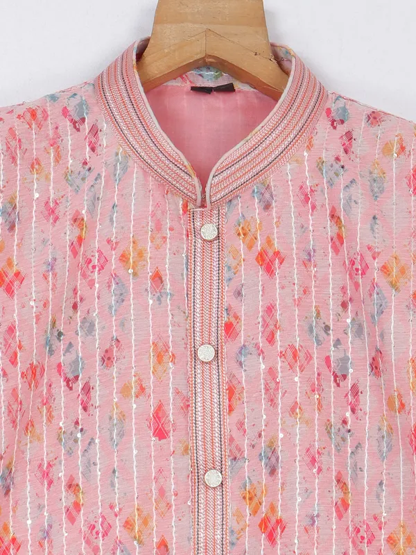 Latest peach cotton silk kurta suit for festive