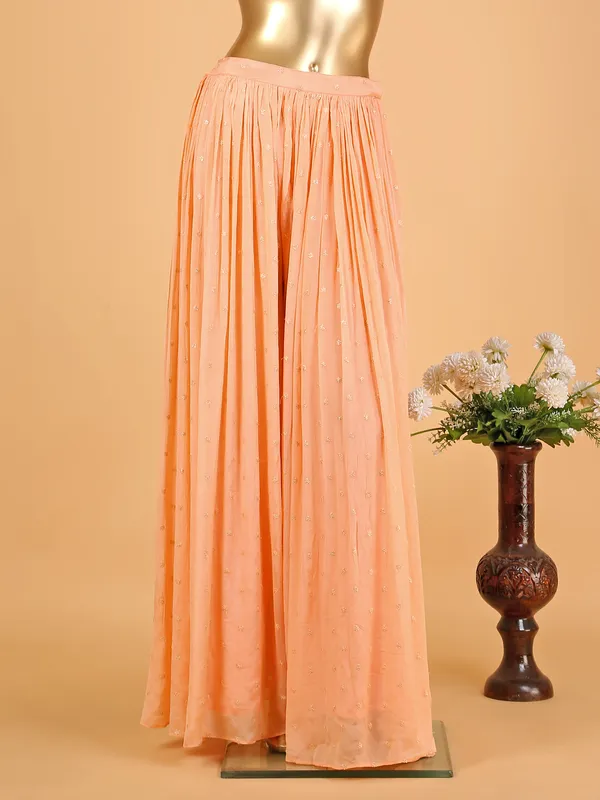 Latest peach georgette palazzo suit