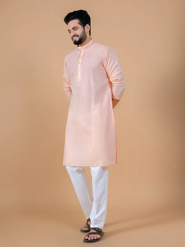 Latest peach plain  Men Kurta pajama