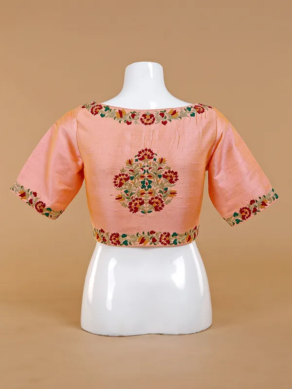 Latest peach raw silk blouse