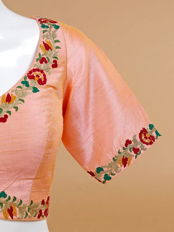 Latest peach raw silk blouse