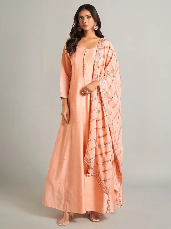 Latest peach silk anarkali salwar suit