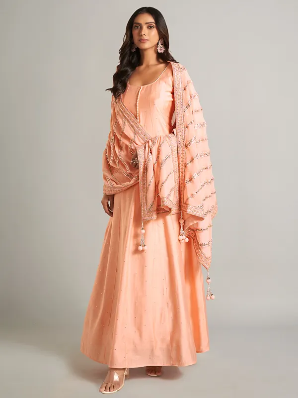 Latest peach silk anarkali salwar suit
