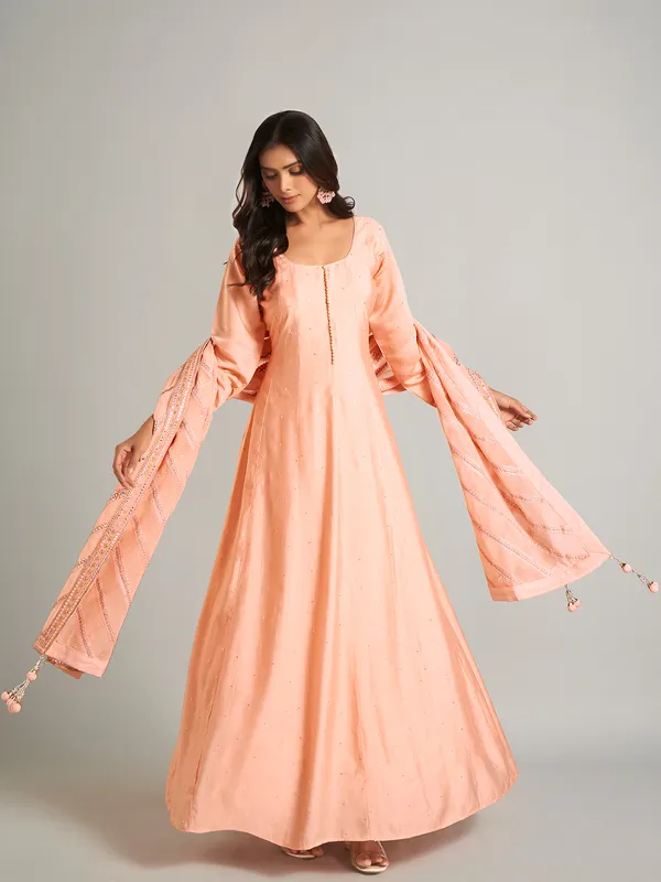 Latest peach silk anarkali salwar suit