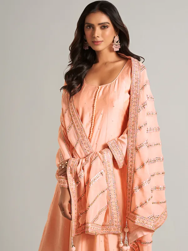 Latest peach silk anarkali salwar suit