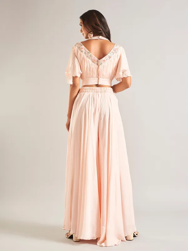 Latest peach silk palazzo salwar suit