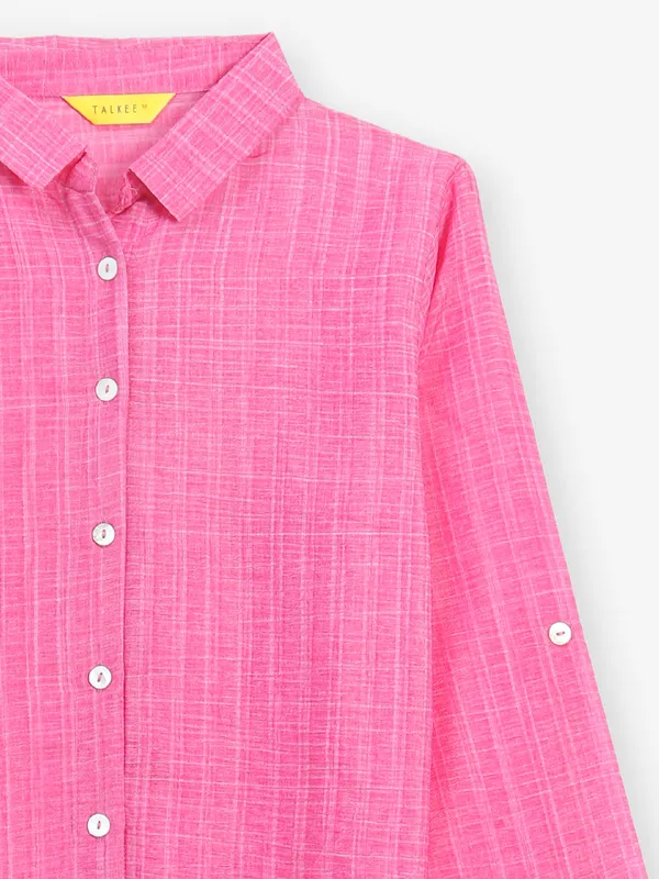 Latest pink cotton checks shirt