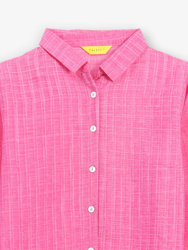 Latest pink cotton checks shirt