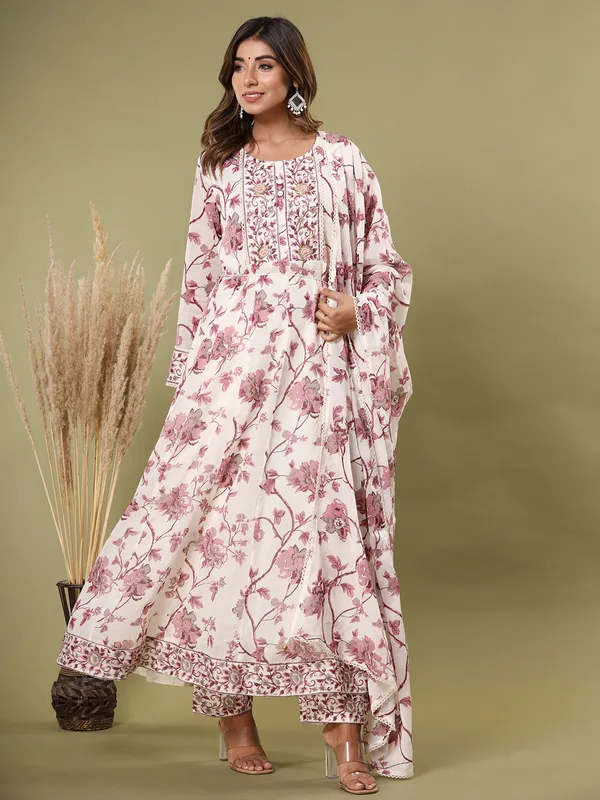 Latest pink cotton printed kurti set