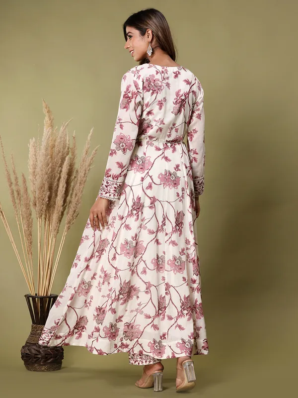Latest pink cotton printed kurti set