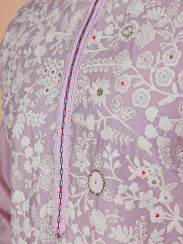 Latest pink embroidery kurta suit in silk