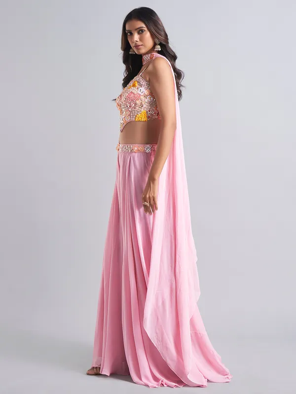 Latest pink georgette palazzo salwar suit