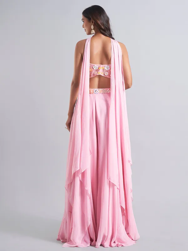 Latest pink georgette palazzo salwar suit