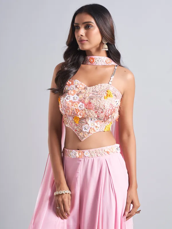 Latest pink georgette palazzo salwar suit
