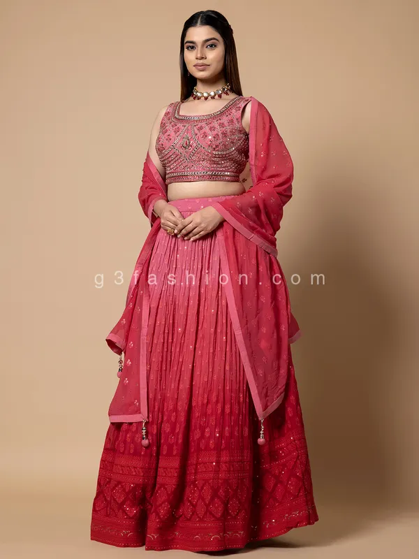 Latest pink shaded georgette lehenga choli
