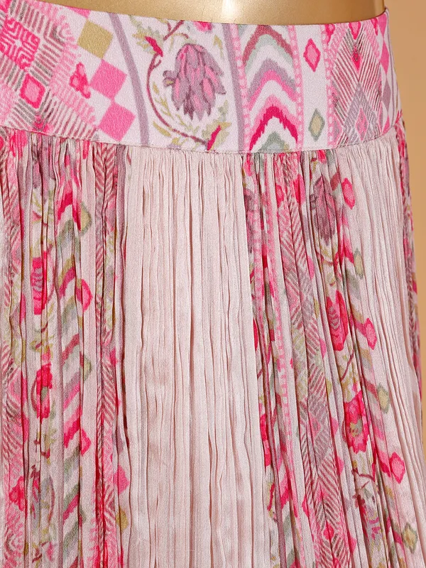 Latest pink silk printed saree