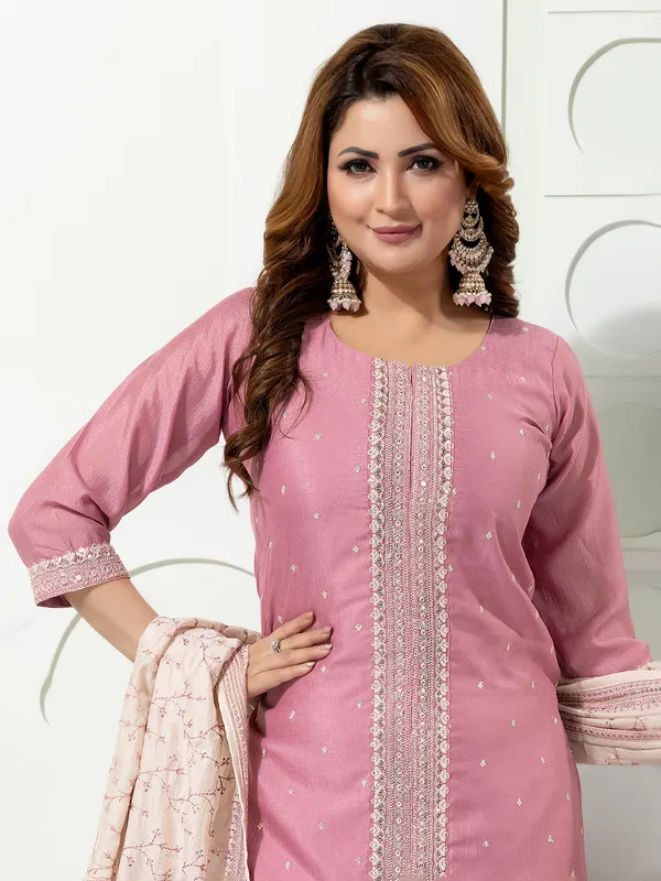 Latest pink straight cut salwar suit