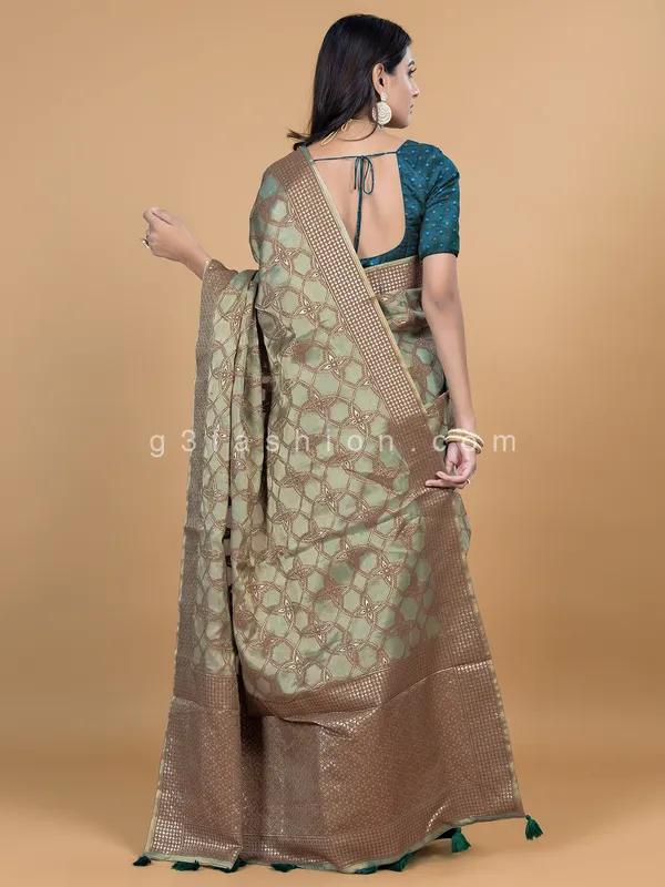 Latest pista green silk saree for wedding