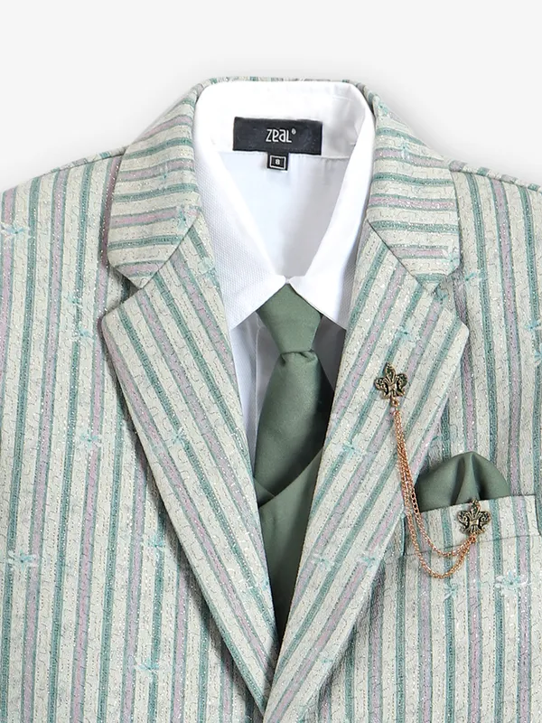 Latest pista green terry rayon coat suit