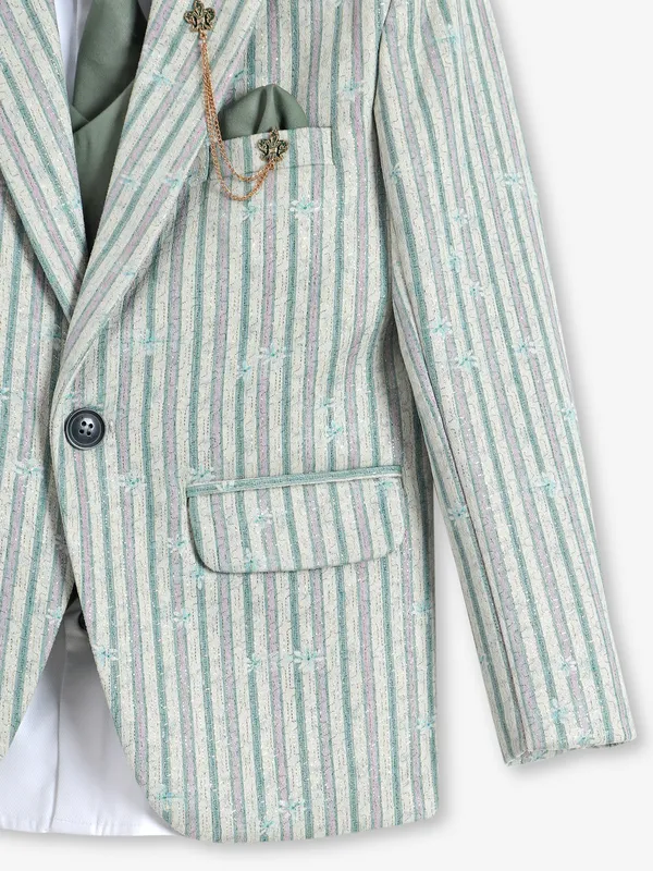 Latest pista green terry rayon coat suit