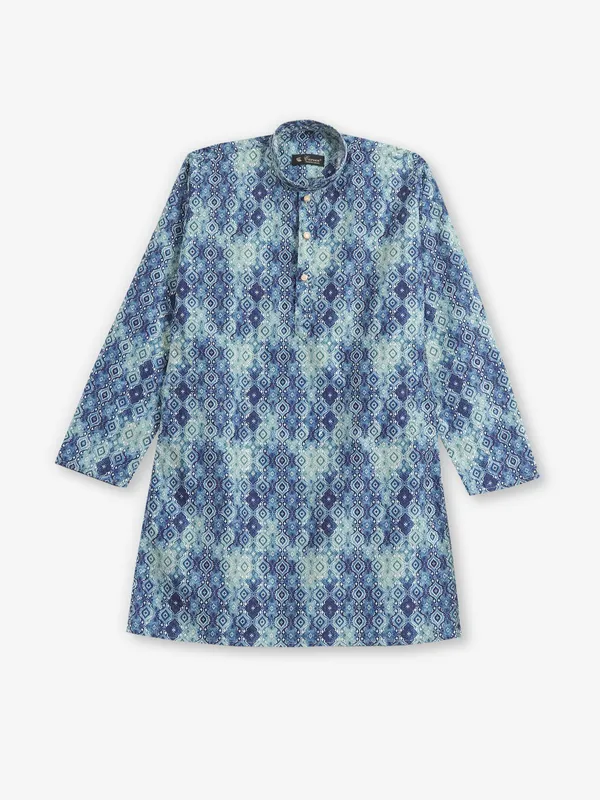 Latest printed blue kurta pajama