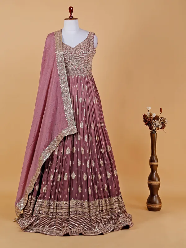 Latest purple anarkali floor length suit