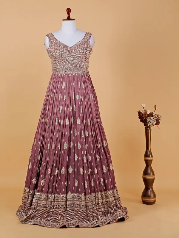 Latest purple anarkali floor length suit