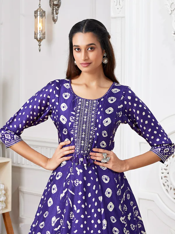 Latest purple russian silk anarkali suit