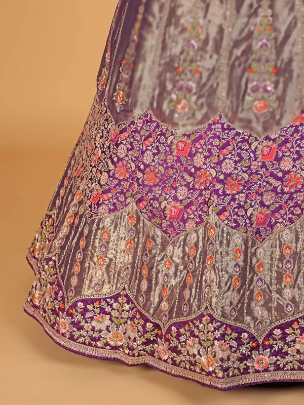 Latest purple silk lahenga choli for wedding