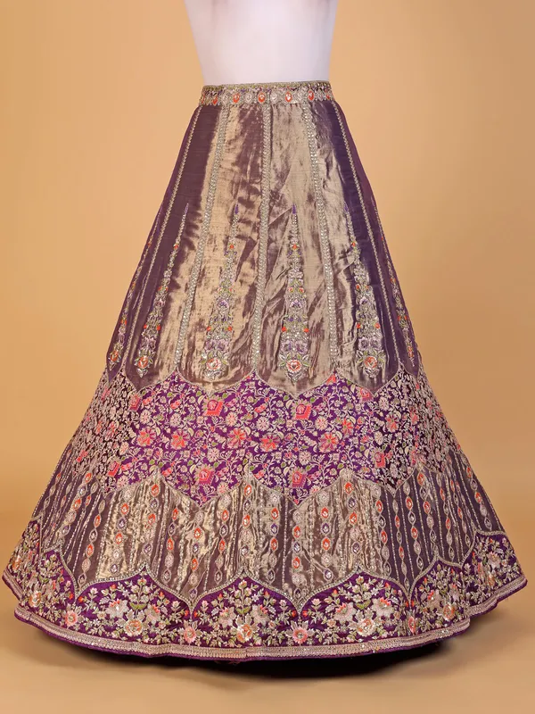 Latest purple silk lahenga choli for wedding