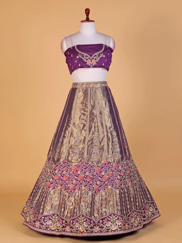Latest purple silk lahenga choli for wedding