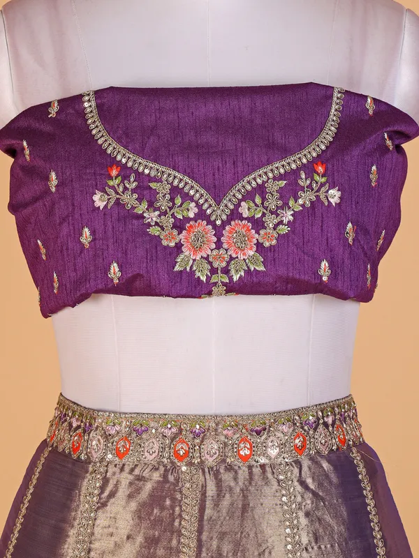 Latest purple silk lahenga choli for wedding