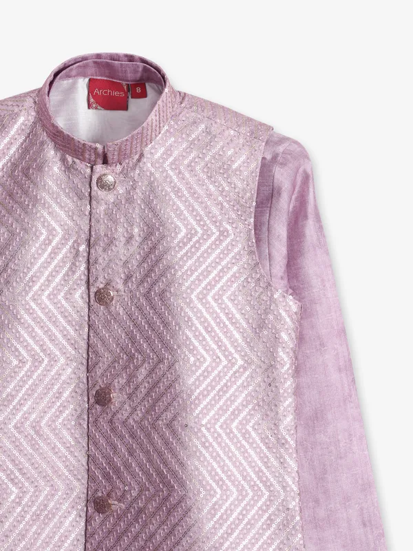 Latest purple silk waistcoat set
