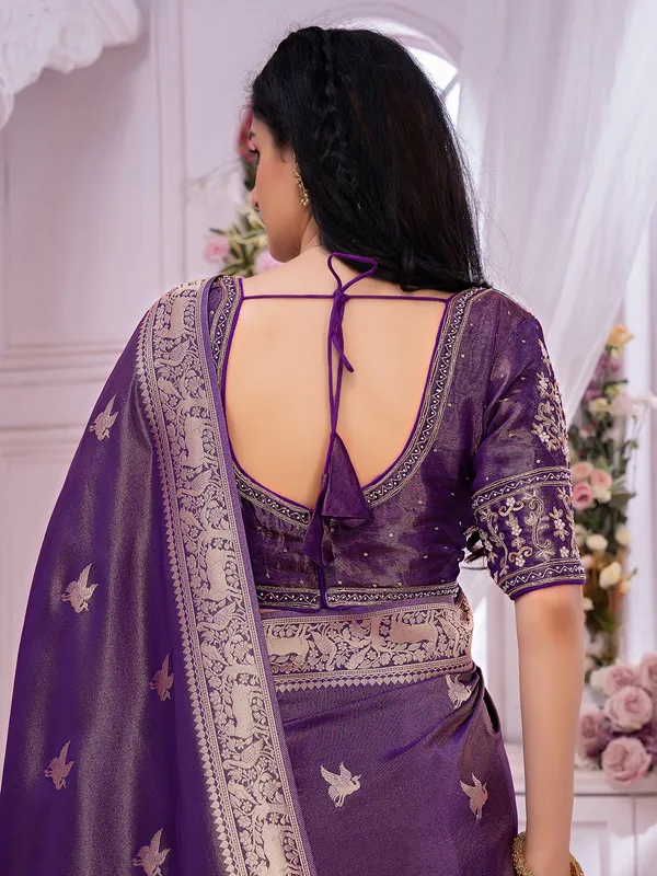 Latest purple tissue silk saree