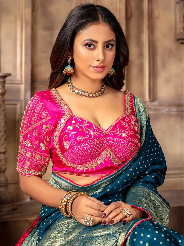 Latest rama blue dola silk saree