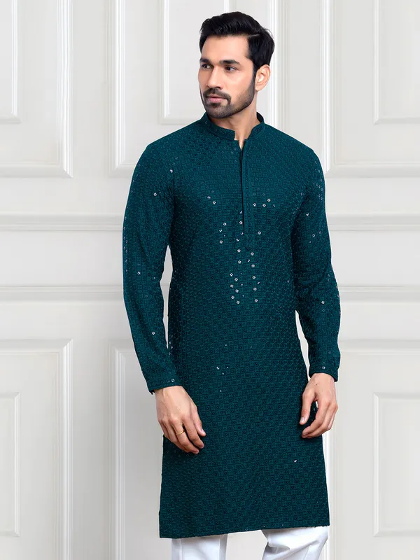 Latest rama blue  Men Kurta pajama