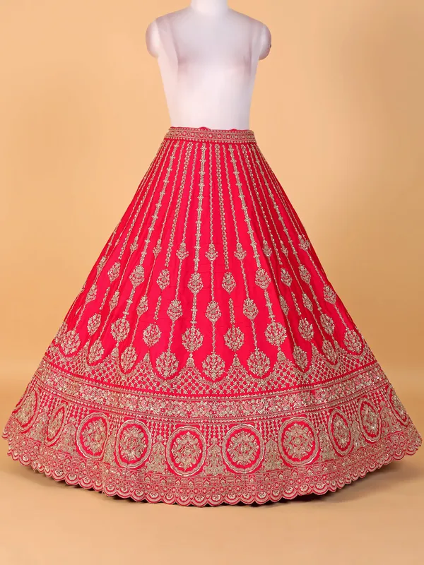 Latest rani color raw silk lehenga choli