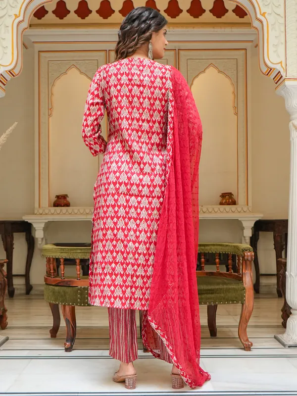 Latest red printed kurti set