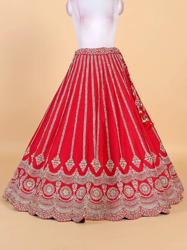 Latest red raw silk lehenga choli for wedding