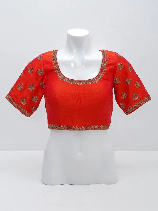 Latest red silk blouse