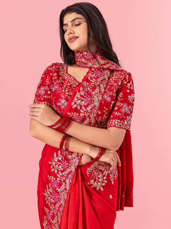 Latest red silk saree for wedding