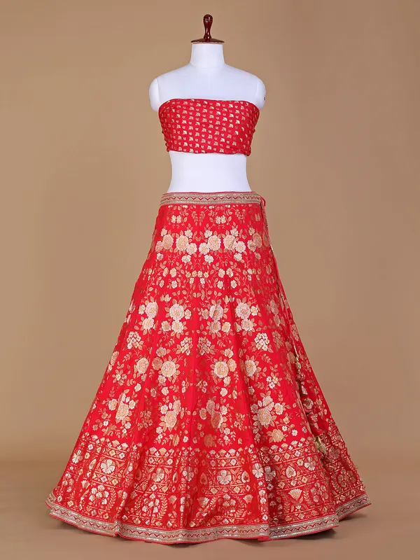 Latest red silk wedding lehenga choli