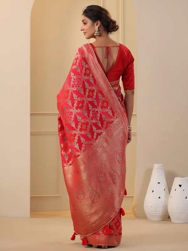 Latest red silk wedding saree