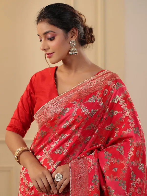 Latest red silk wedding saree