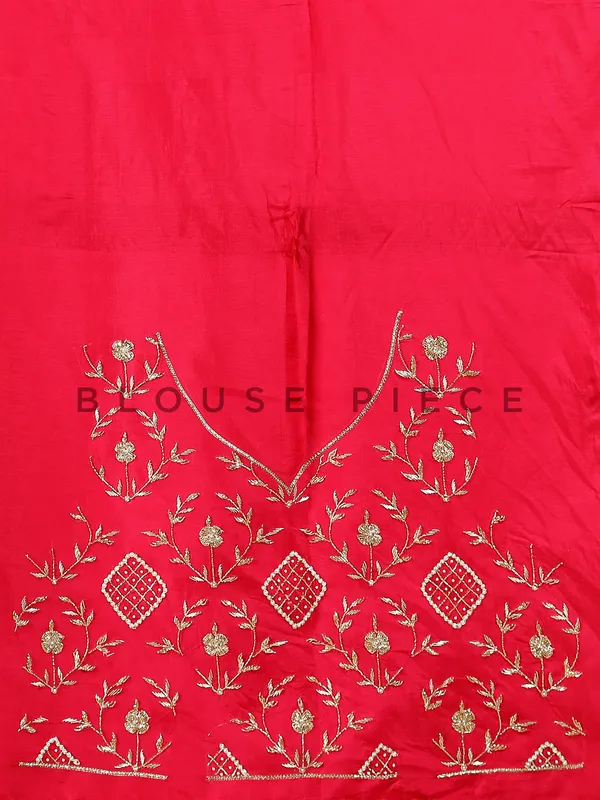 Latest red unstitched lehenga choli in raw silk