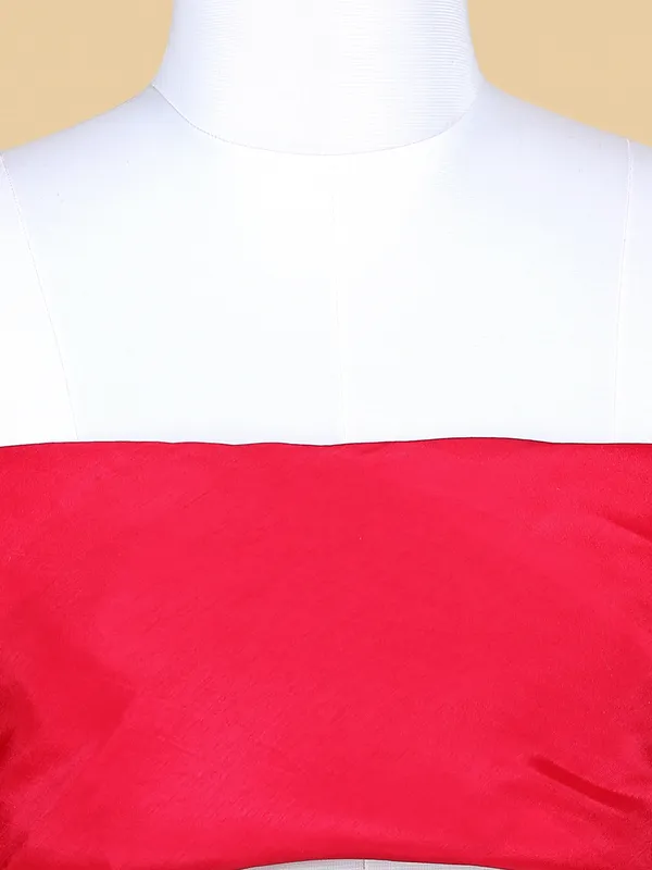 Latest red unstitched lehenga choli in raw silk