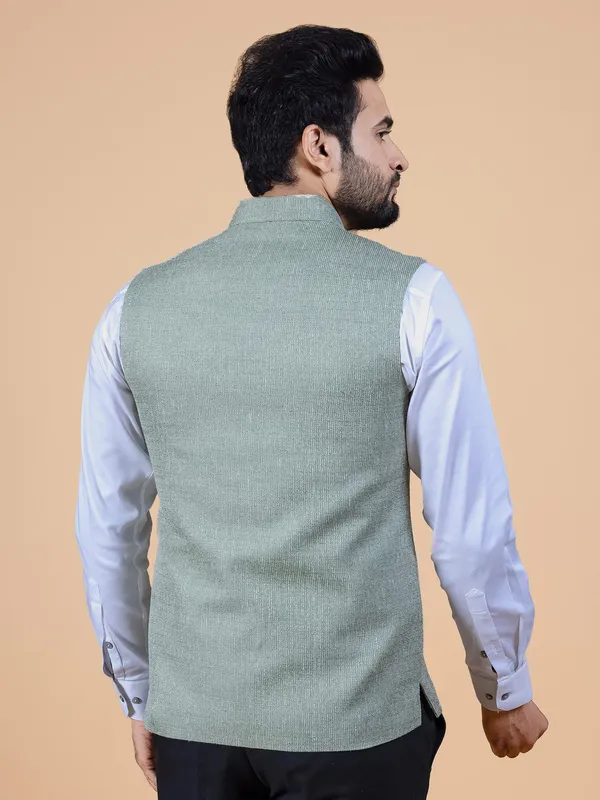 Latest sage green silk waistcoat