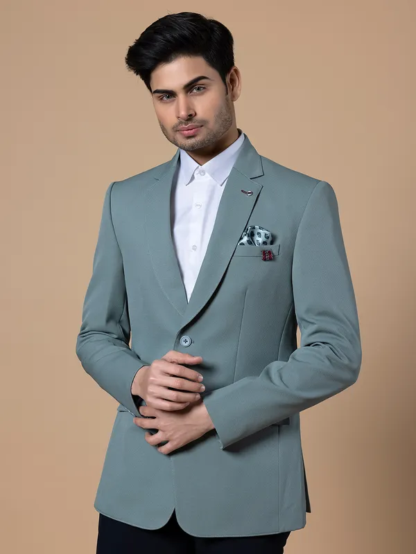 Latest sage green terry rayon blazer