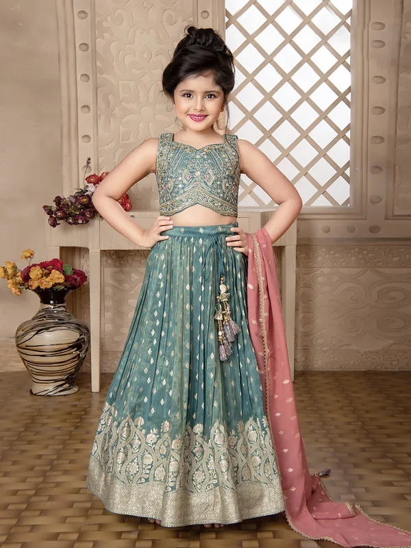 Latest sea green girls lehenga choli
